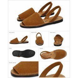 Menorquinas de Piel Sandali Serraje Cuero para Mujer modelo 969