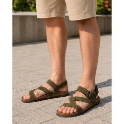 Sandaias de Piel Inter-Bios Kaki para Hombre modelo 9557-Sm