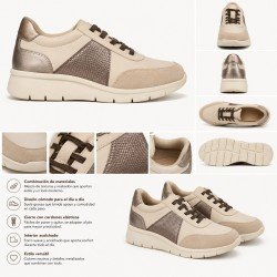 Sneakers con Cuña Mysoft Beige para Mujer modelo 25M622