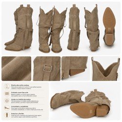 Bota Cowboy Zapatop Kaki para Mujer modelo Cls-621