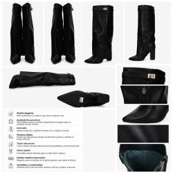 Bota Tacón Cubrebota Zapatop Negros para Mujer modelo W9B-X8555-02