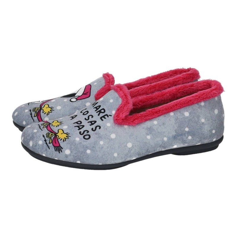 Zapatilla Perrito C Vulca-Bicha Grises para Mujer modelo 1359 Cerrado