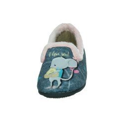 Zapatilla Ratoncitos Vulca-Bicha Gris-Rosa para Niña modelo 1245