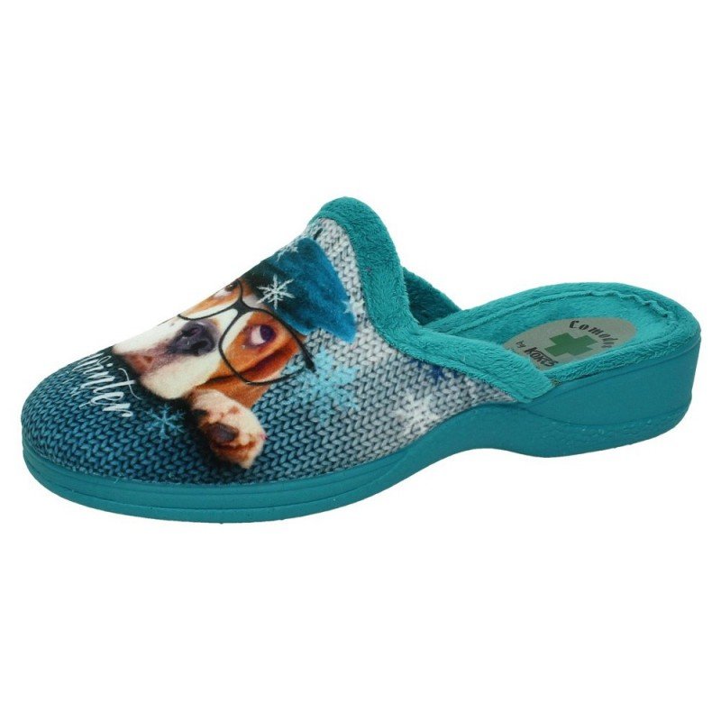 Chinelas de Perrito Kokis Turquesa para Mujer modelo 12006