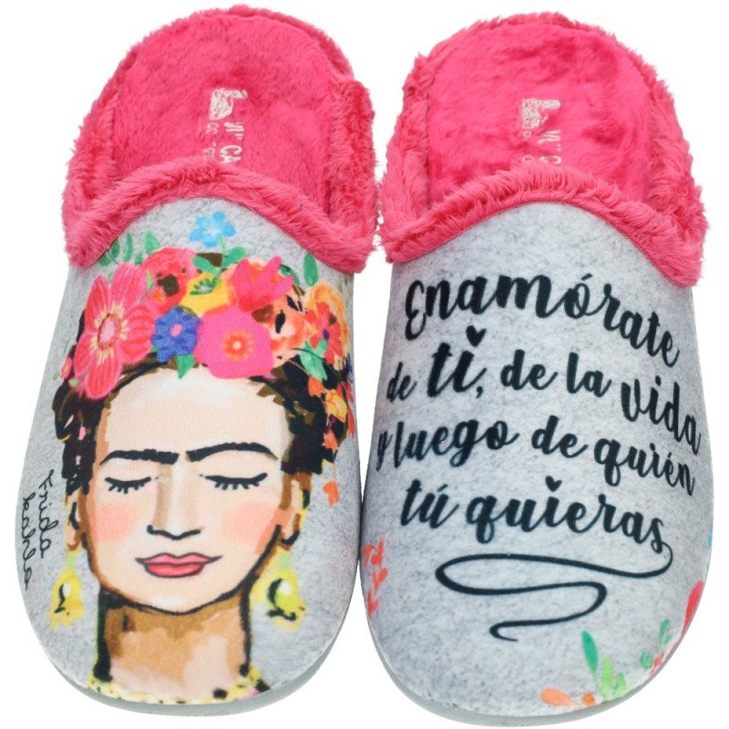 Chinelas Frida Kahlo Vulca-Bicha Fuxia para Mujer modelo 1371