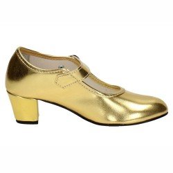 Zapato de Flamenco Pasos de Baile Oro para Niña modelo 22