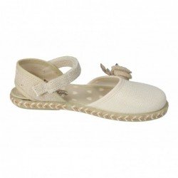 Esparteña con Flor Puchitos Crudo para Niña modelo 9902-31