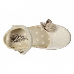 Esparteña con Flor Puchitos Crudo para Niña modelo 9902-31