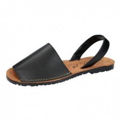 Menorquinas de Piel Sandali Negros para Mujer modelo 969
