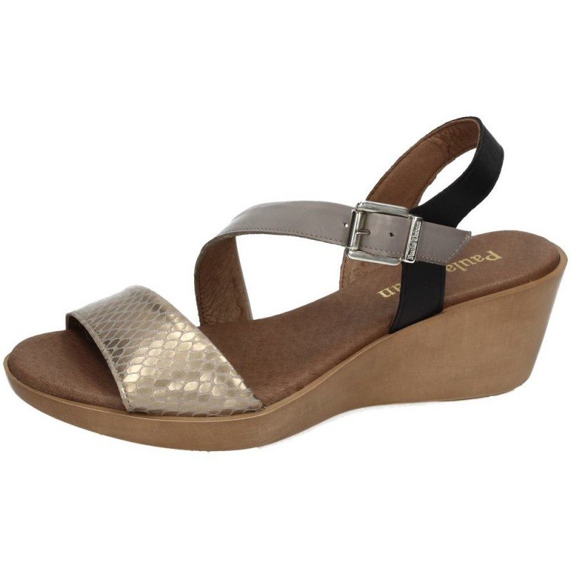 Sandalia con Cuña Paula Urban Oro para Mujer modelo 29-7133