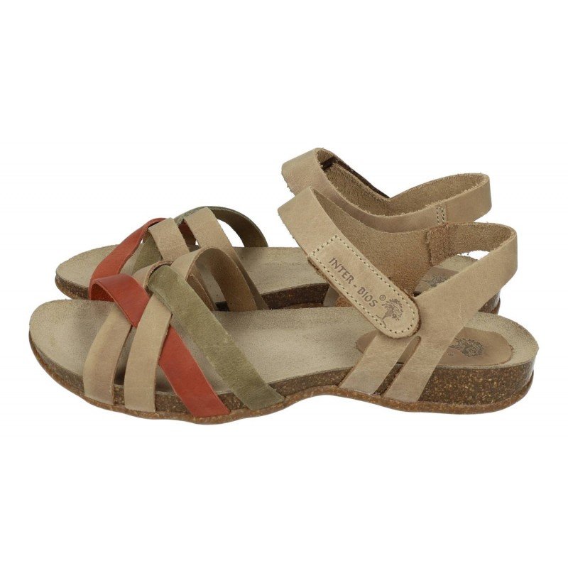 Sandalias Tiras Inter-Bios Beige-Teja-Kaki para Mujer modelo 4486