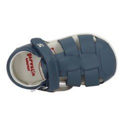 Sandalias de Piel Garvalín Petrol para Niño modelo 252326-A556