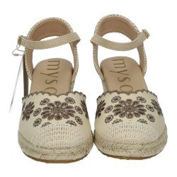 25M106 Esparteña de cuña color BEIGE