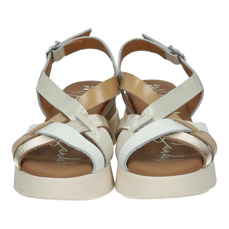 Sandalias De Piel Mujer Oh! My Sandals 5670 - Color Hielo, Tiras Brillantes Y Hebilla Ajustable, Hechas En España