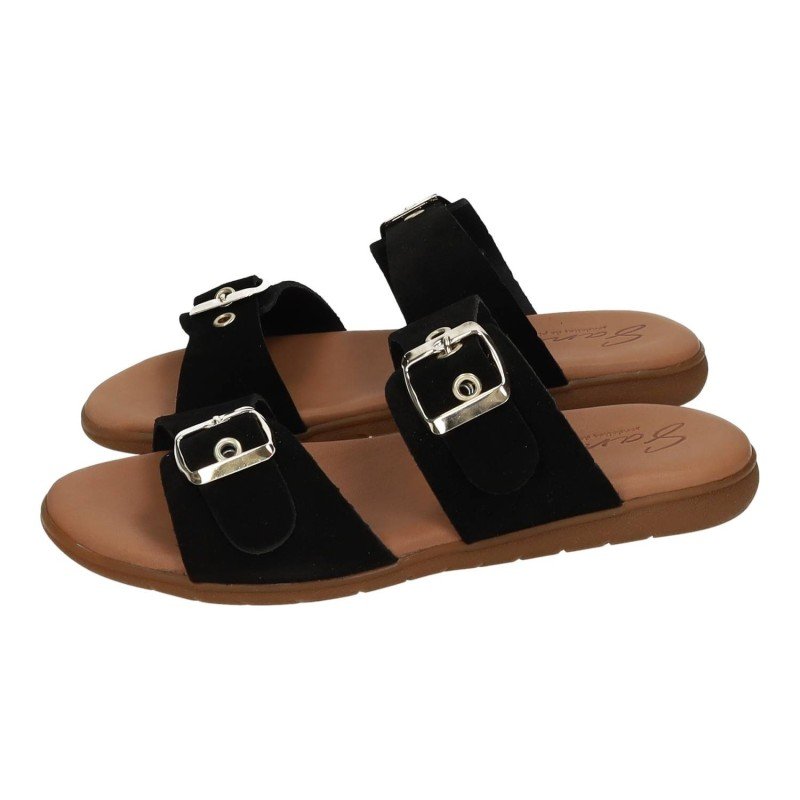 Sandalia de Piel Sandali Negros para Mujer modelo M870-H5035