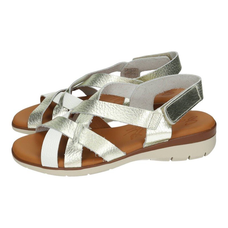 Sandalias de Piel Sandali Blanco-Oro para Mujer modelo M869-H5035