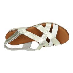 Sandalias de Piel Sandali Blanco-Oro para Mujer modelo M869-H5035